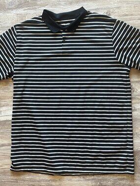 Nike Men's Dri-FIT Victory Black White Striped Golf Polo Shirt XL